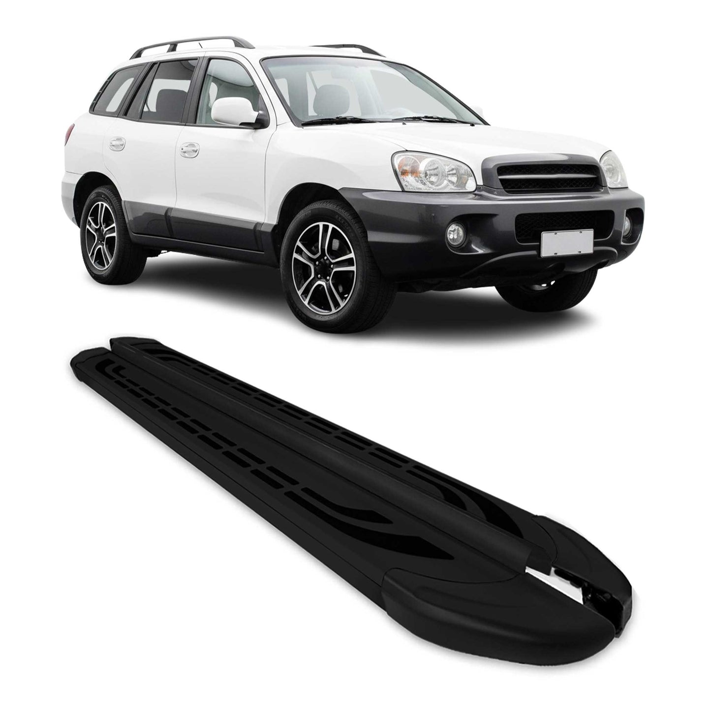 Trittbretter Schweller Seitenbretter für Hyundai Santa Fe 2000-2006 Alu Schwarz