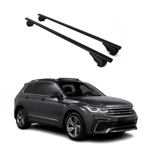 Dachträger Grundtäger für VW Tiguan mk2 2016-2024 75kg Metall Schwarz 2 tlg