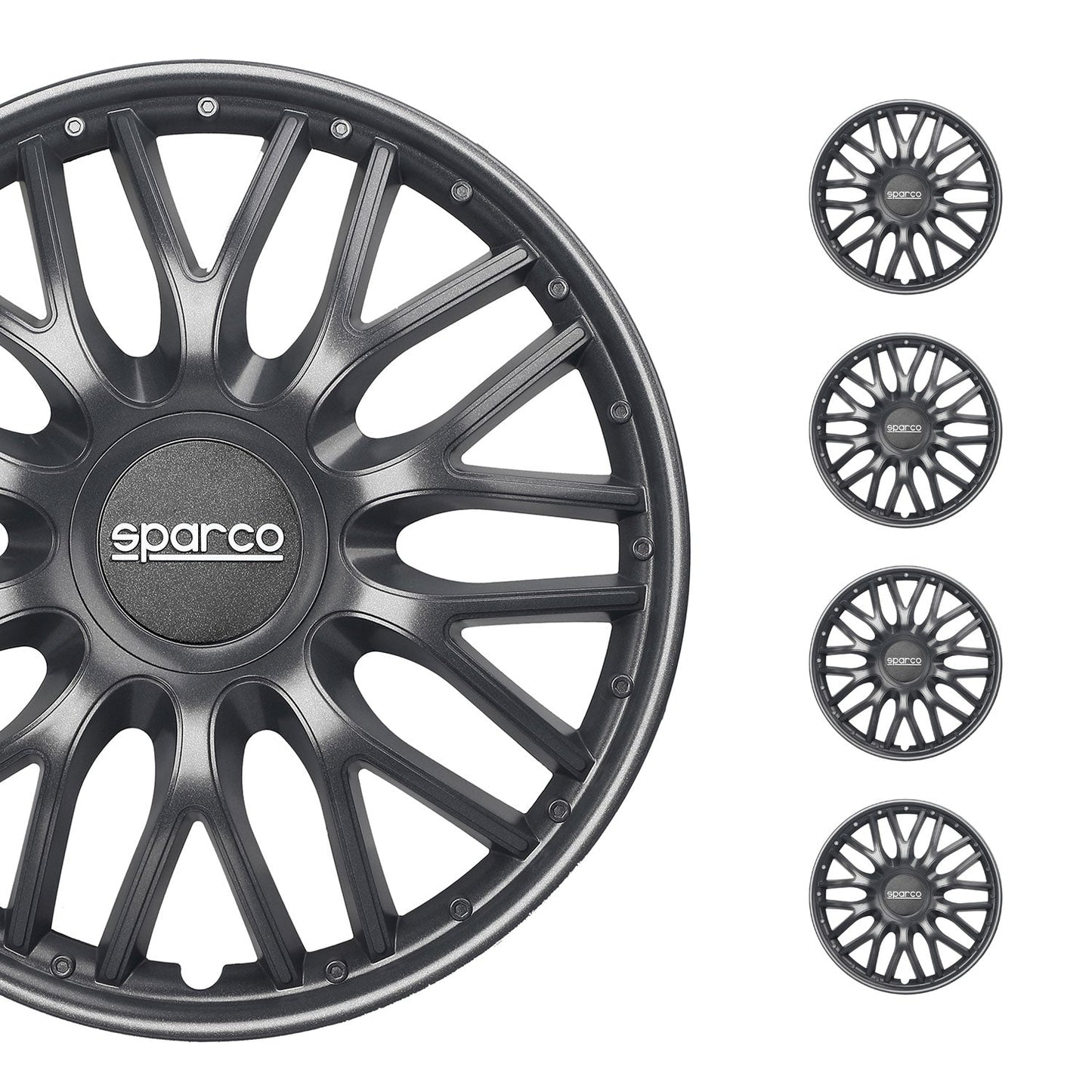 Radkappen Radzierblenden Sparco Roma 16" Zoll Auto Abdeckung Set Grau 4 Stück