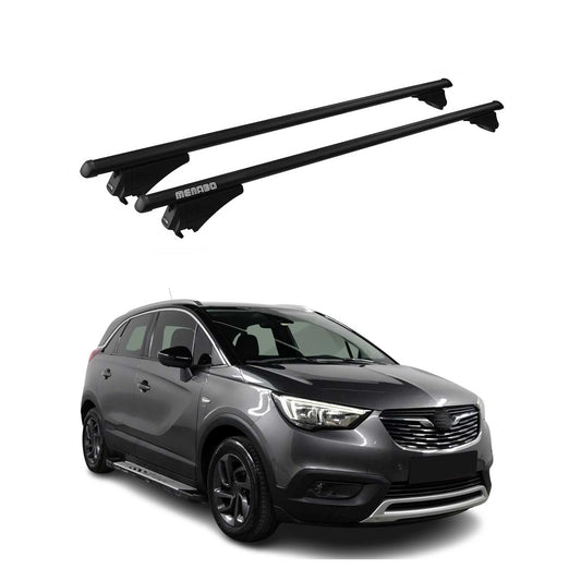 Menabo Grundträger Dachträger für Opel Crossland X 2017-2020 ABE Alu Schwarz 2x