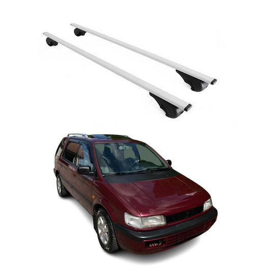Portbagaj de plafon pentru Mitsubishi Space Wagon 1997-2004 75kg metal argintiu 2x