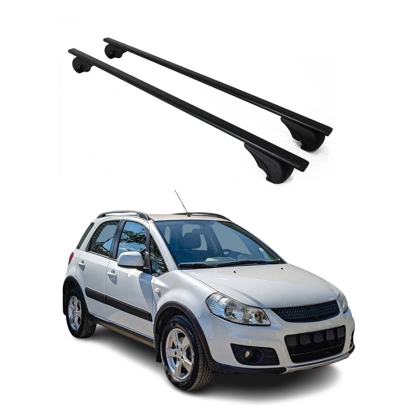 Portbagaj de plafon pentru Suzuki SX4 2006-2013 75kg, negru metalic, 2 buc.