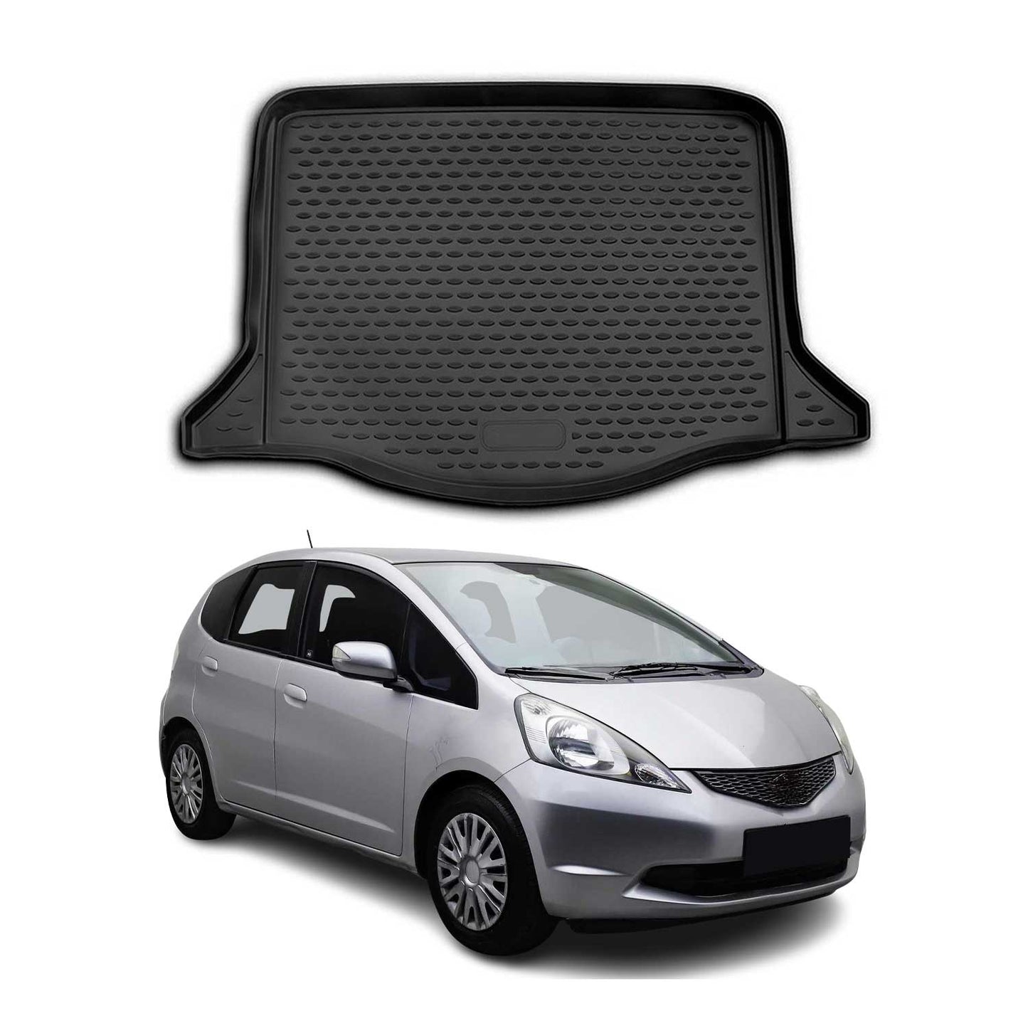 Kofferraummatte Kofferraumwanne für Honda Jazz 2008-2015 Gummi TPE Schwarz