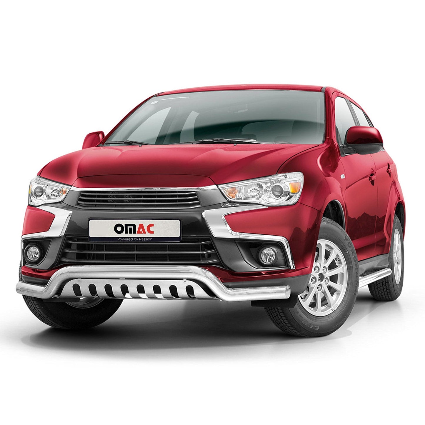 Bară de protecție/buton față pentru Mitsubishi ASX 2017-2022, argintie cu ABE (omologare de tip germană), oțel