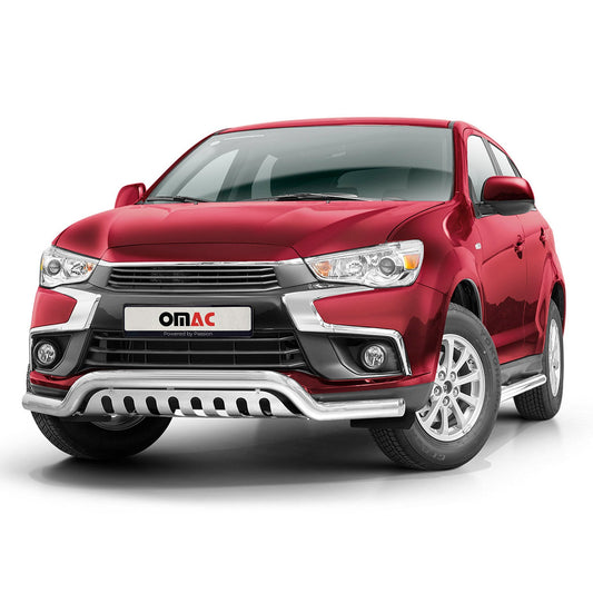 Bară de protecție/buton față pentru Mitsubishi ASX 2017-2022, argintie cu ABE (omologare de tip germană), oțel