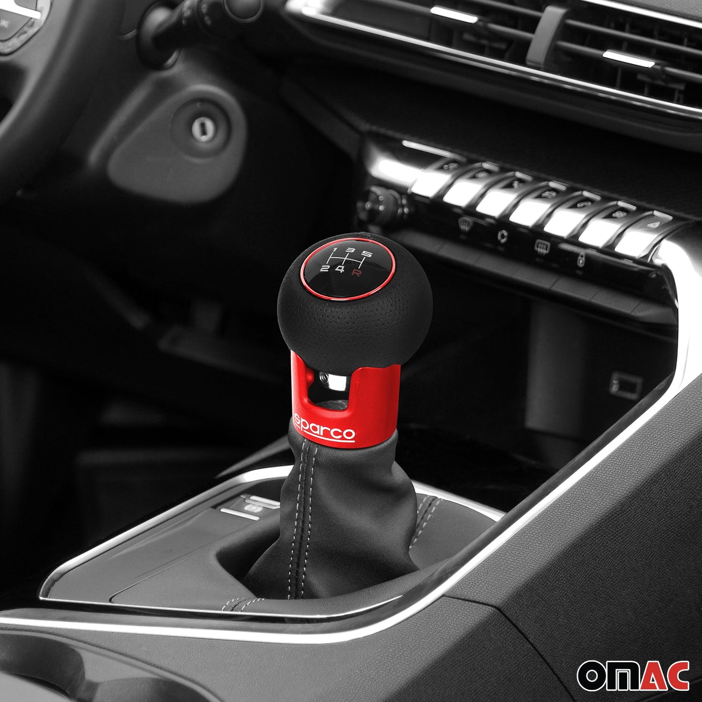 SPARCO Schaltknauf Schalthebel Schaltknopf Aluminium Kunstleder Mattrot