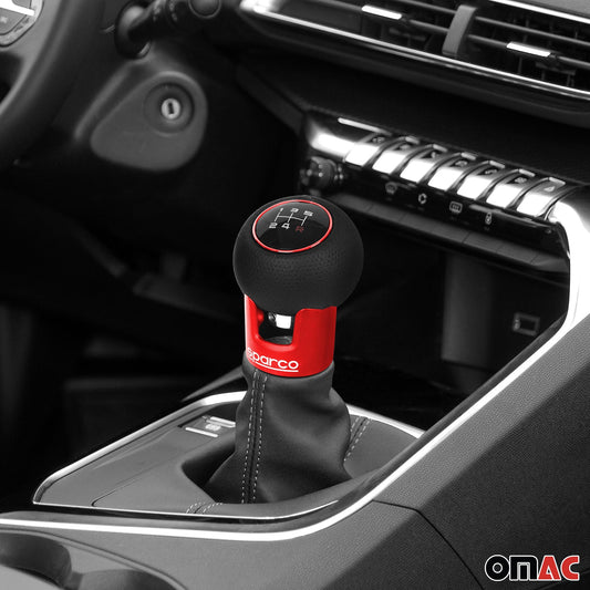SPARCO Schaltknauf Schalthebel Schaltknopf Aluminium Kunstleder Mattrot