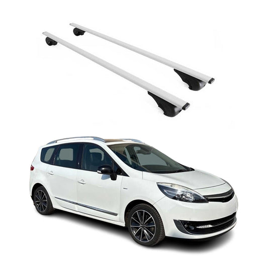 Portbagaj de plafon pentru Renault Scenic mk3 2009-2016 75kg metal argintiu 2 buc