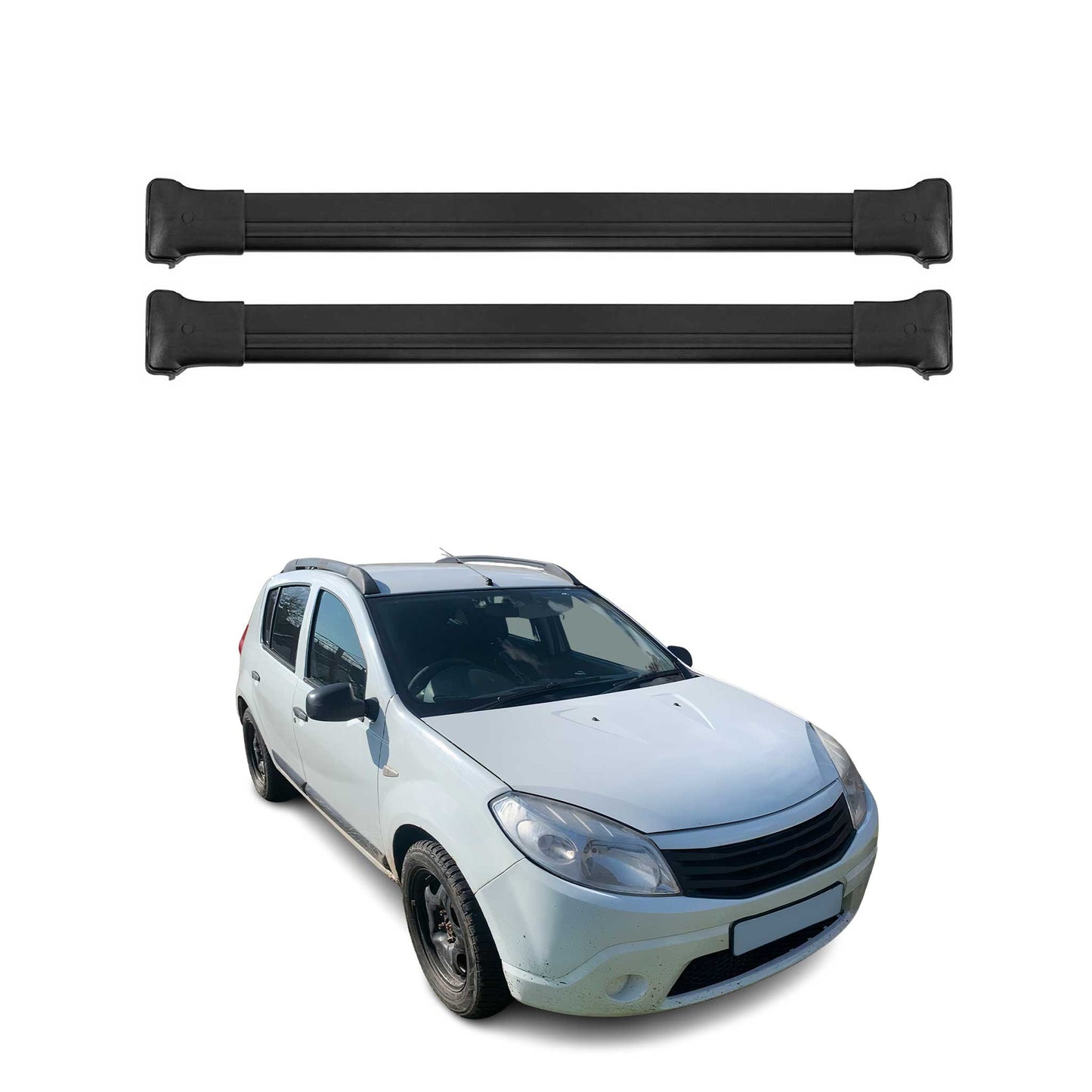 Portbagaj de plafon pentru Dacia Sandero Stepway 2008-2012 75kg aluminiu negru 2 piese