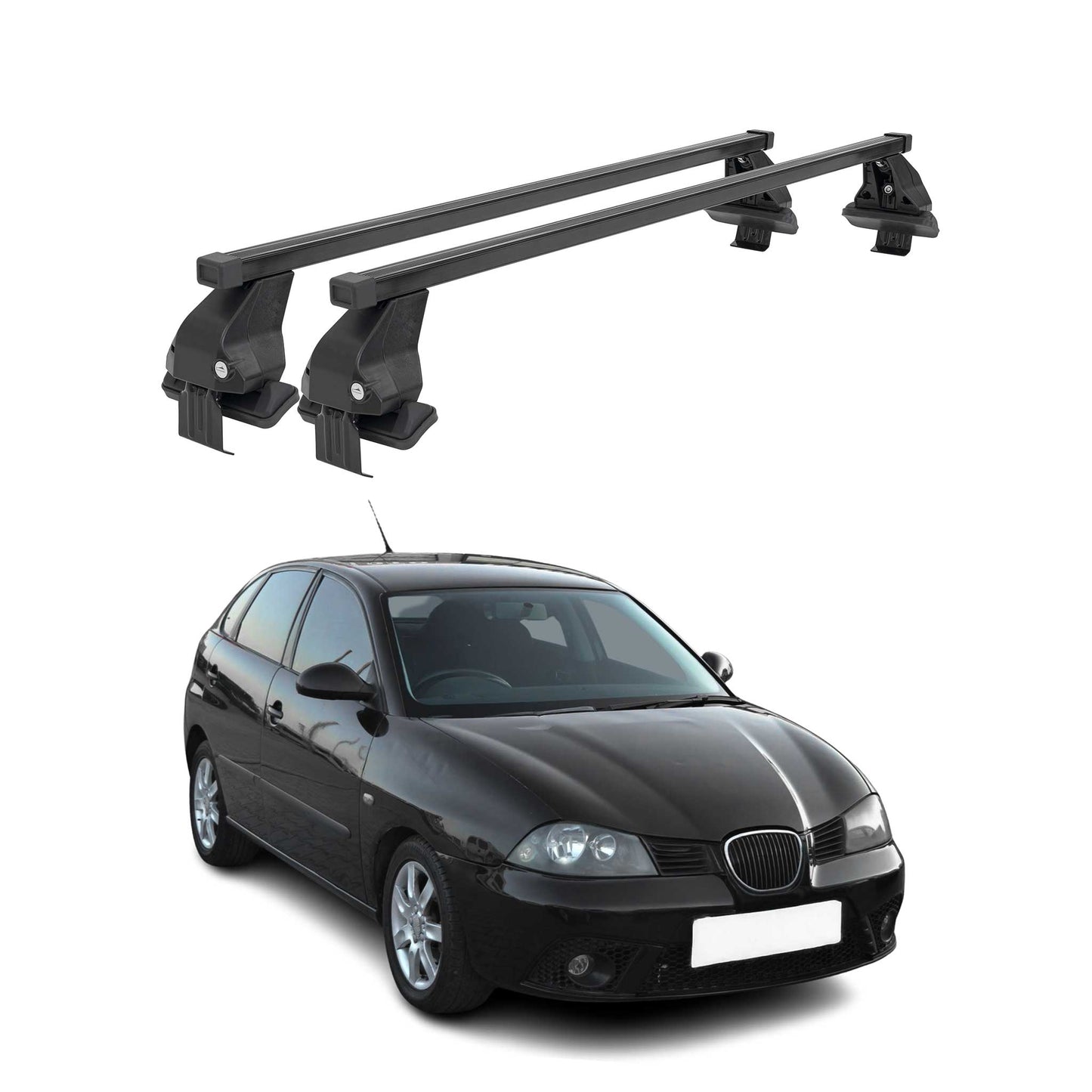 Menabo Dachträger Grundtäger für Seat Ibiza mk3 2002-2008 50kg Stahl Schwarz 2x