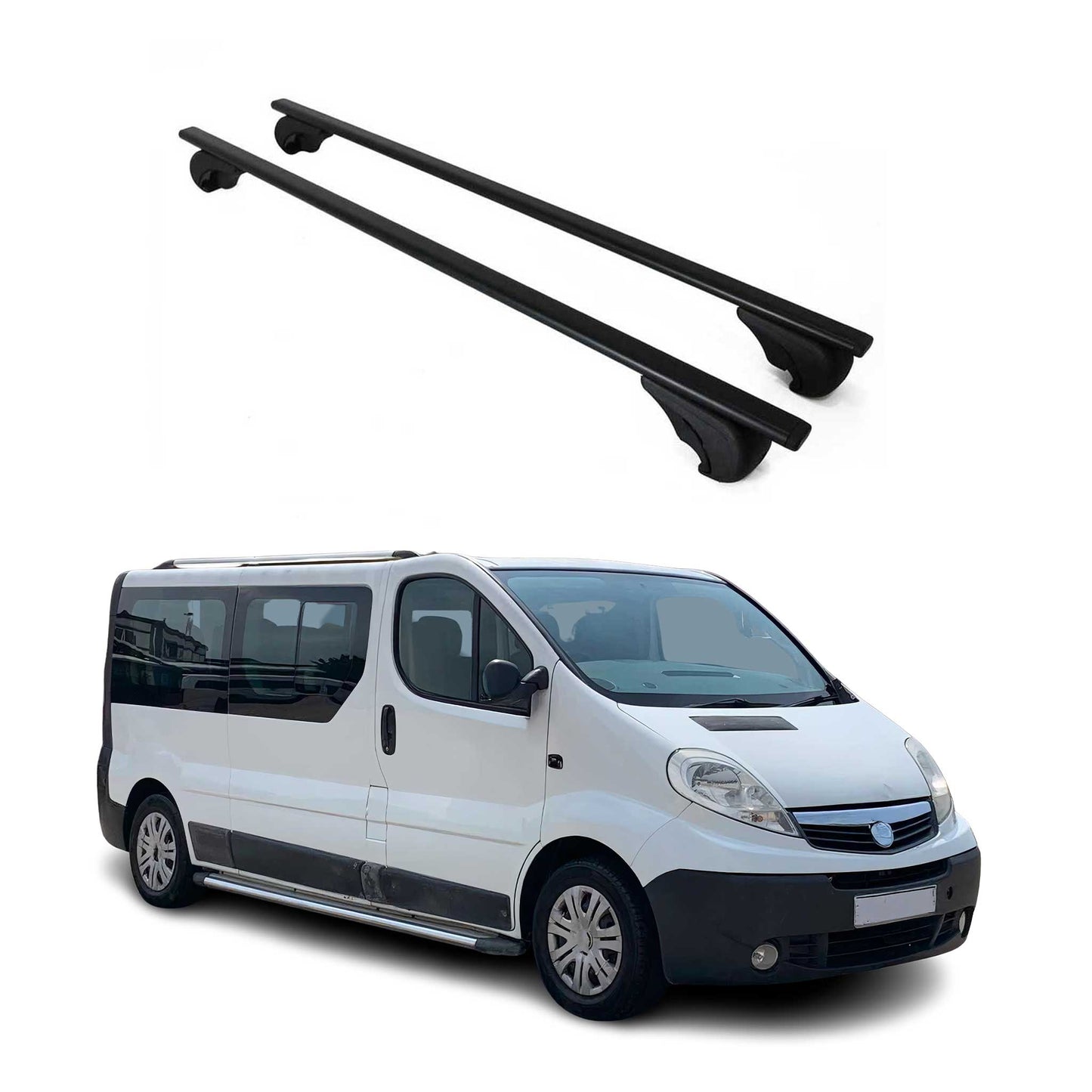 Portbagaj de plafon pentru Opel Vivaro A 2001-2014 75kg, negru metalic, 2 buc.