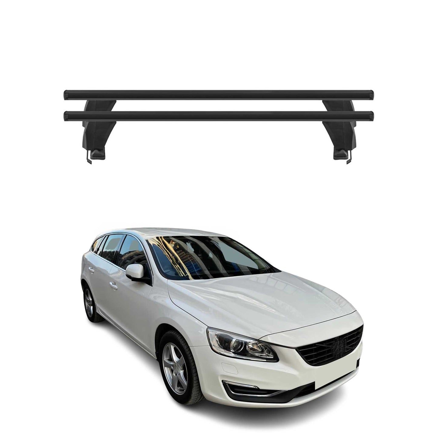 Menabo Dachträger Grundtäger für Volvo V60 2013-2018 FL 50kg Alu Schwarz 2 tlg