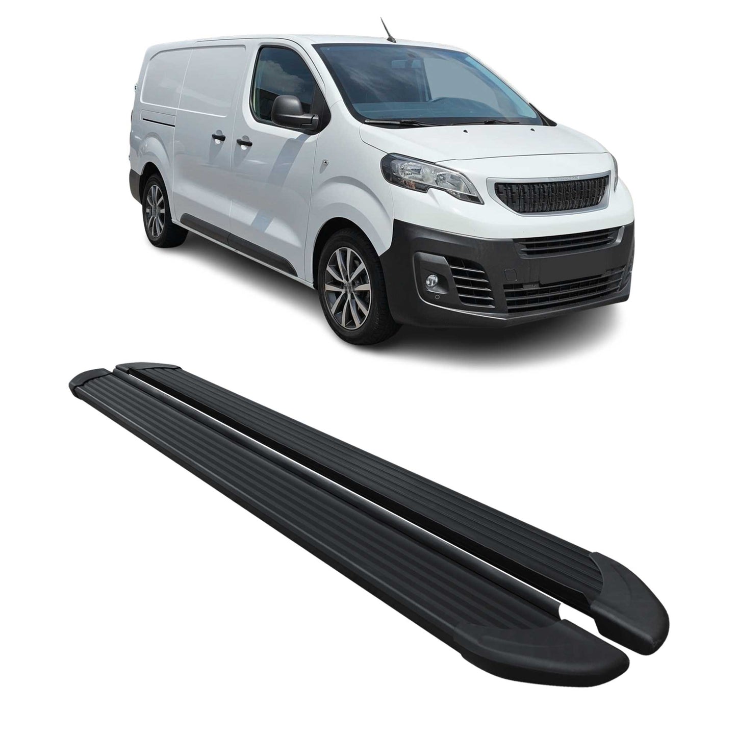 Trittbretter für Peugeot Expert Travelle 2017-2025 L2 L3 Aluminium Schwarz