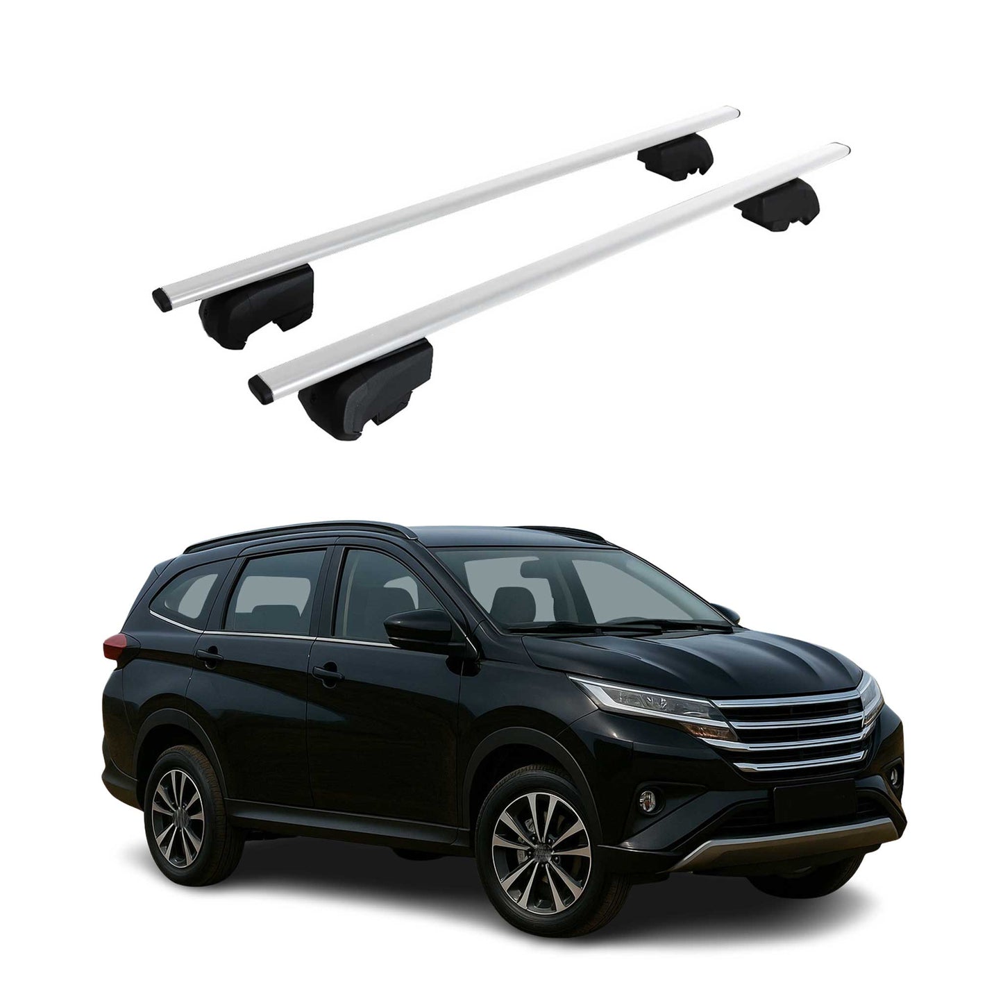 Portbagaj de plafon pentru Daihatsu Terios 2017-2025 75kg metal argintiu 2 buc