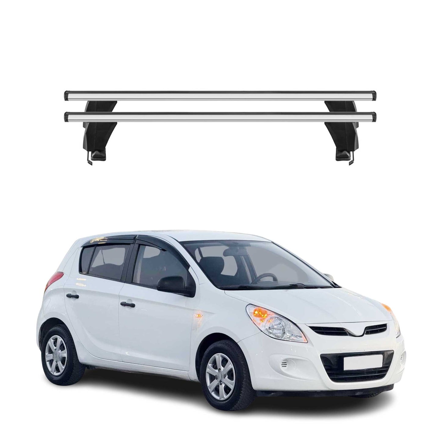 Bagażnik dachowy Menabo do Hyundai i20 2008-2014 50 kg, aluminiowy, srebrny, 2-częściowy