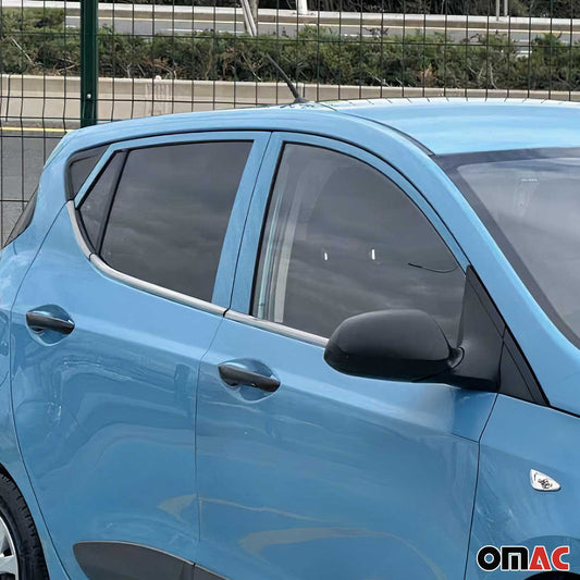 Benzi decorative pentru geamuri Hyundai i10 2011-2013, oțel inoxidabil cromat, 6 bucăți