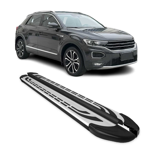 Trittbretter Seitenschweller für VW T-Roc 2017-2025 Silber Schwarz Alu 2 tlg