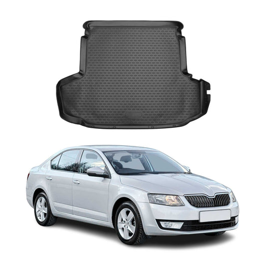 Kofferraummatte Kofferraumwanne für Skoda Octavia 2017-2025 Gummi TPE Schwarz