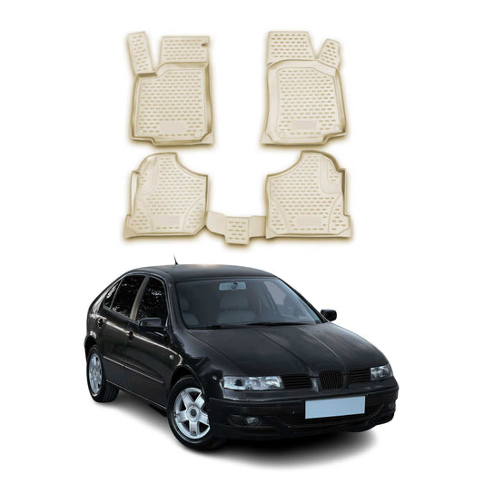 OMAC Gummimatten Fußmatten für Seat Leon 1999-2005 TPE Automatten Beige 4x