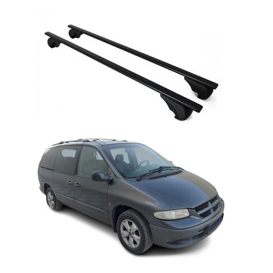 Portbagaj de plafon pentru Chrysler Voyager 1996-2001 75kg, negru metalic, 2 buc.