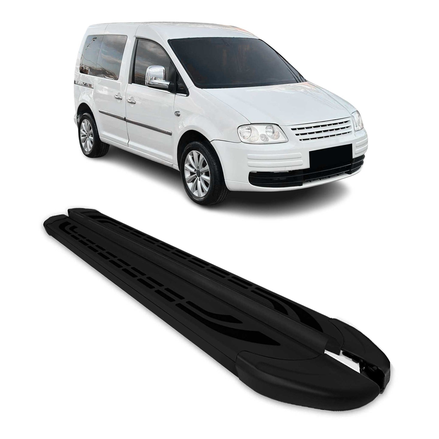 Alu Trittbretter Seitenschweller Seitenbretter für VW Caddy 2004-2020 L1 Schwarz