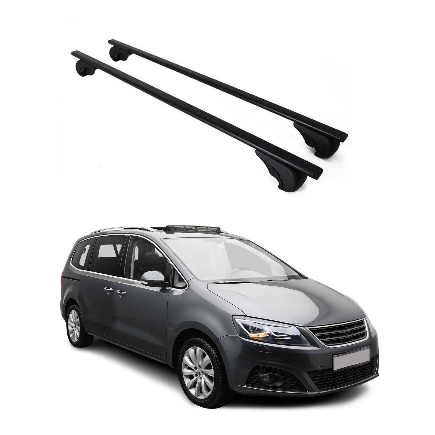 Portbagaj de plafon pentru Seat Alhambra mk2 2010-2020 75kg metal negru 2 buc