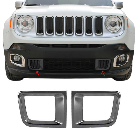 Benzi decorative grilă auto pentru Jeep Renegade 2015-2019, ABS cromat, finisaj închis, 2x