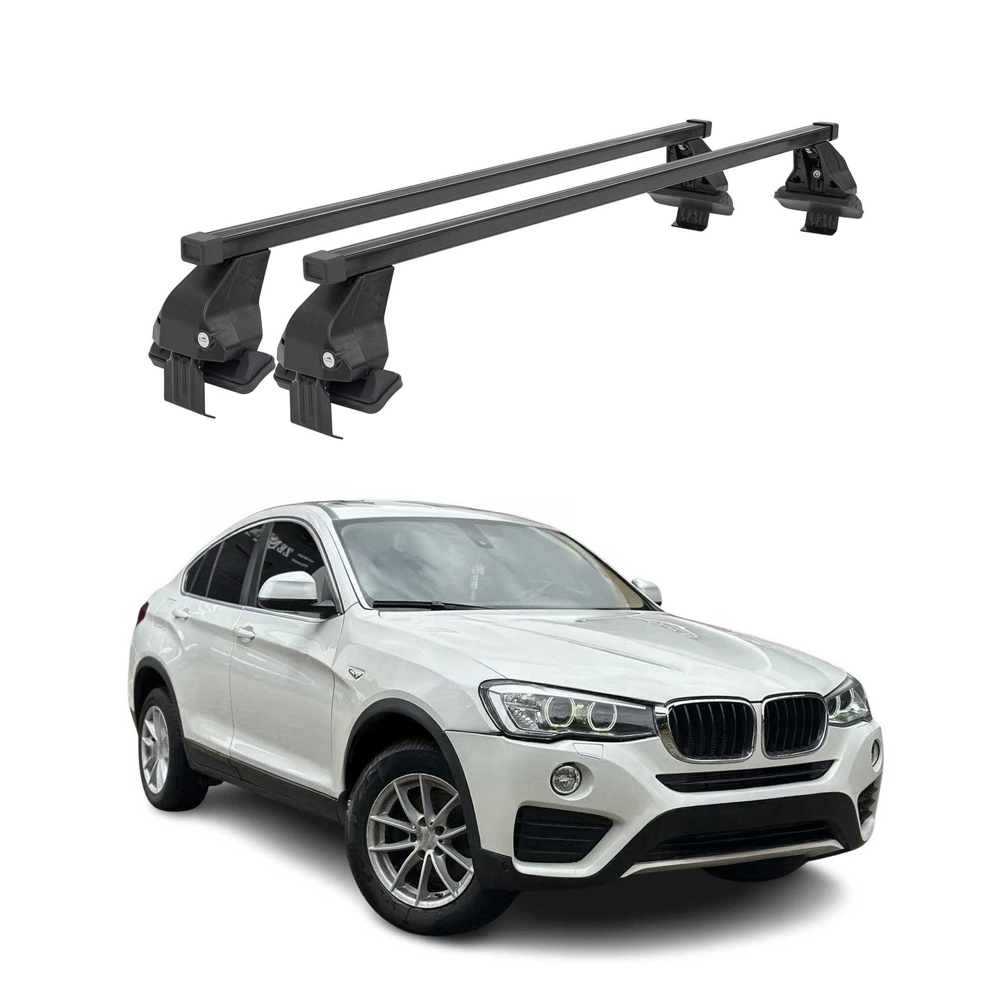 Menabo Dachträger Grundtäger für BMW X4 F26 2014-2018 50kg Stahl Schwarz 2 tlg