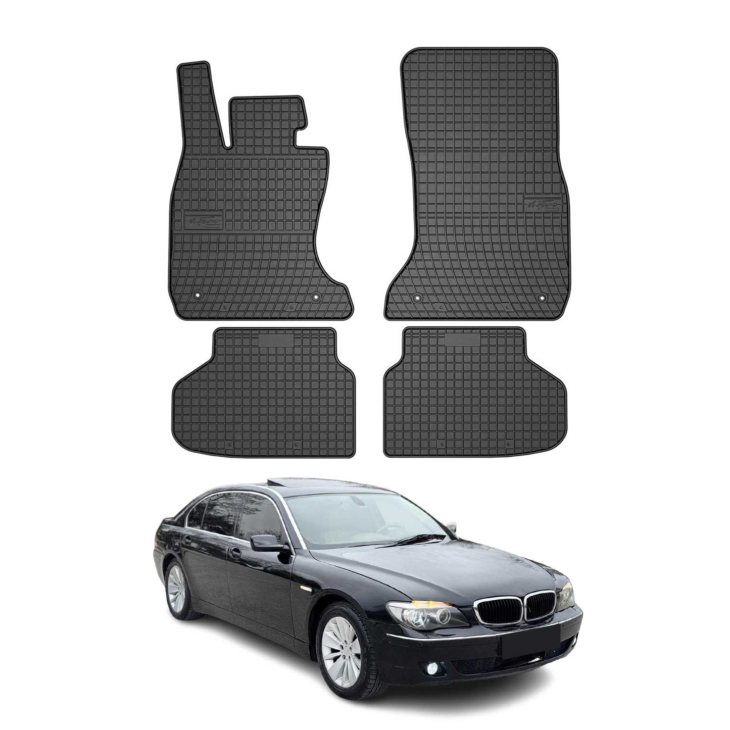 Covorașe cauciucate BMW Seria 7 F01 2008-2015, set 4 piese, negru