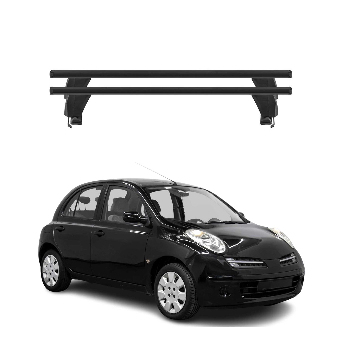 Menabo Dachträger Grundtäger für Nissan Micra 2002-2010 5tür 50kg Alu Schwarz 2x