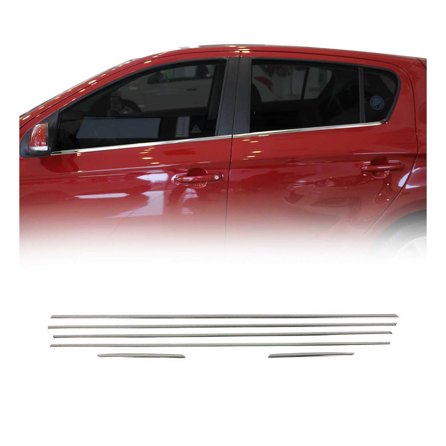 Benzi decorative pentru geamuri Hyundai i20 2008-2014, oțel inoxidabil cromat, 4 bucăți