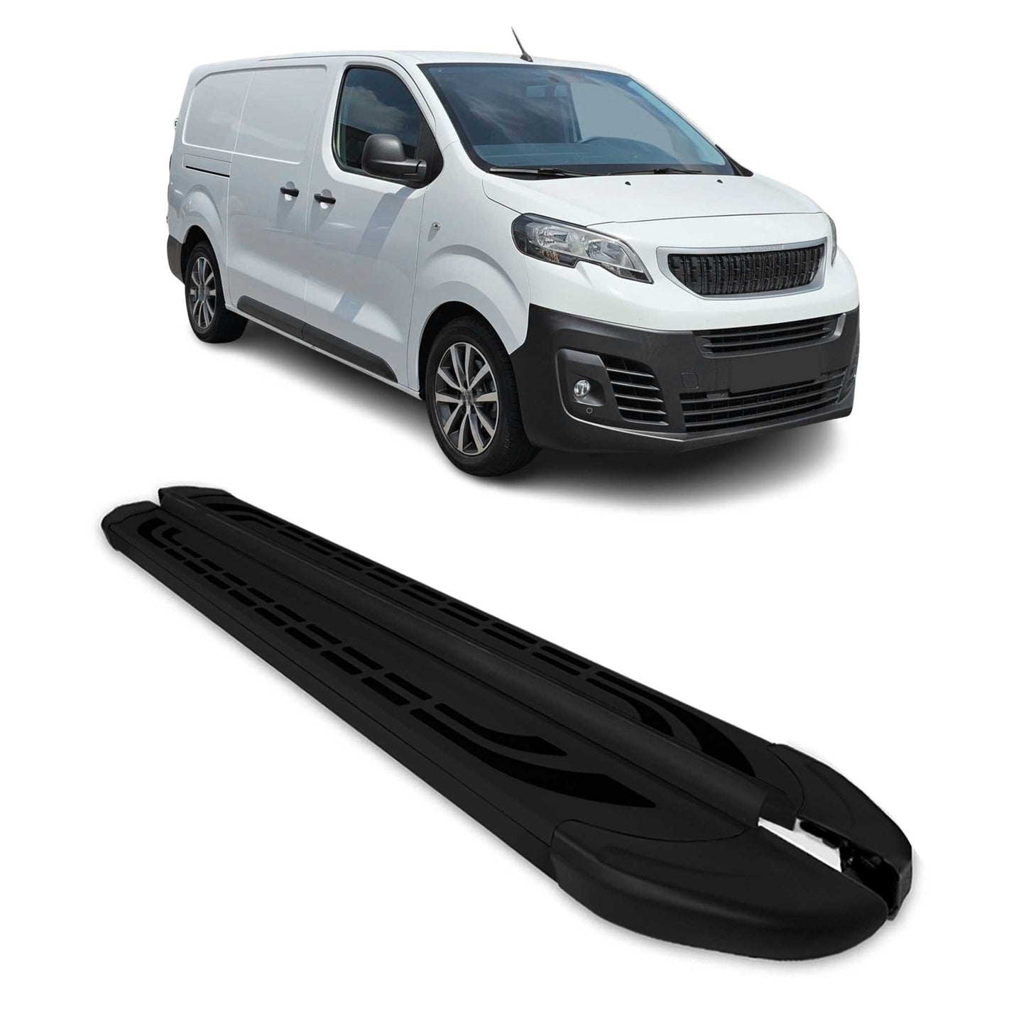 Trittbretter Seitenschweller für Peugeot Traveller 2017-2025 L2 L3 Alu Schwarz