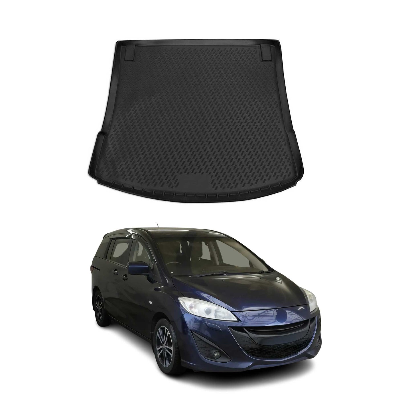 Kofferraummatte Kofferraumwanne für Mazda 5 2010-2018 Gummi TPE Schwarz