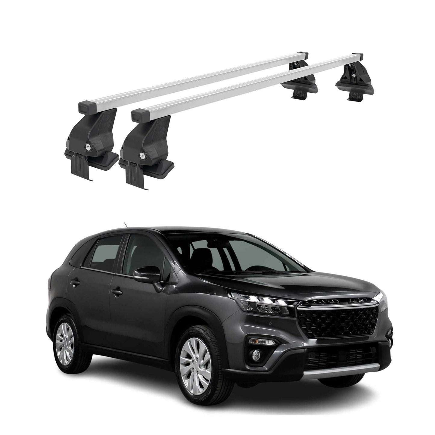 Menabo Dachträger für Suzuki SX4 S-Cross mk2 2016-2021 FL 50kg Stahl Silber 2x