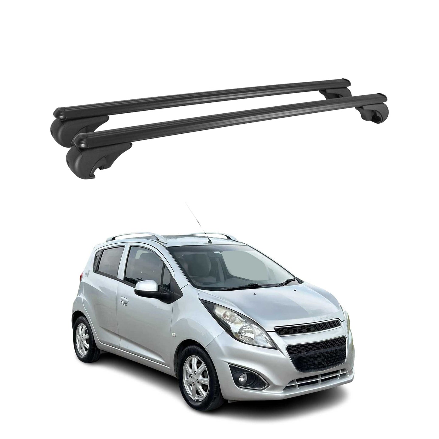 Dachträger für Chevrolet Spark Schrägheck 2010-2015 Gepäckträger Alu Schwarz 2x