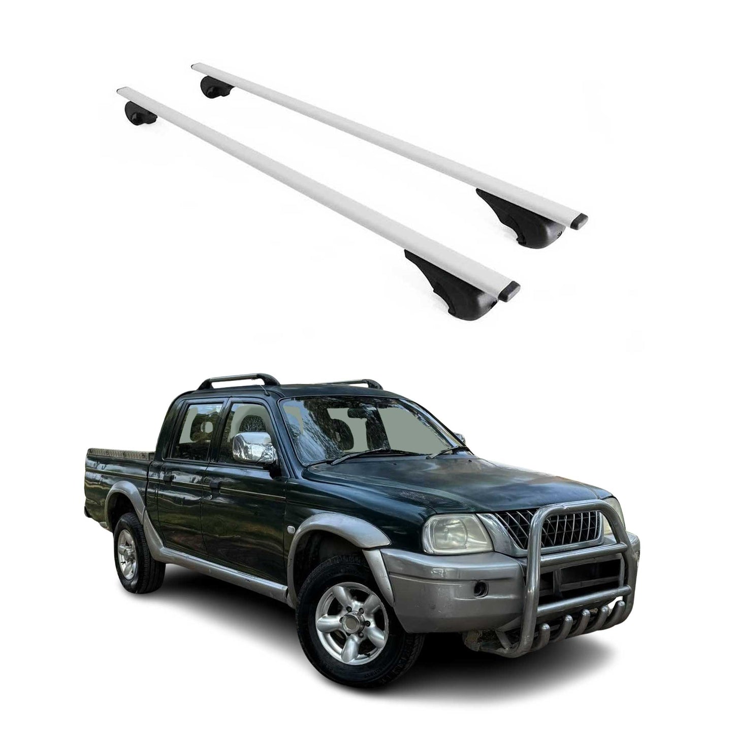 Portbagaj de plafon pentru Mitsubishi L200 1996-2005 75kg metal argintiu 2 buc