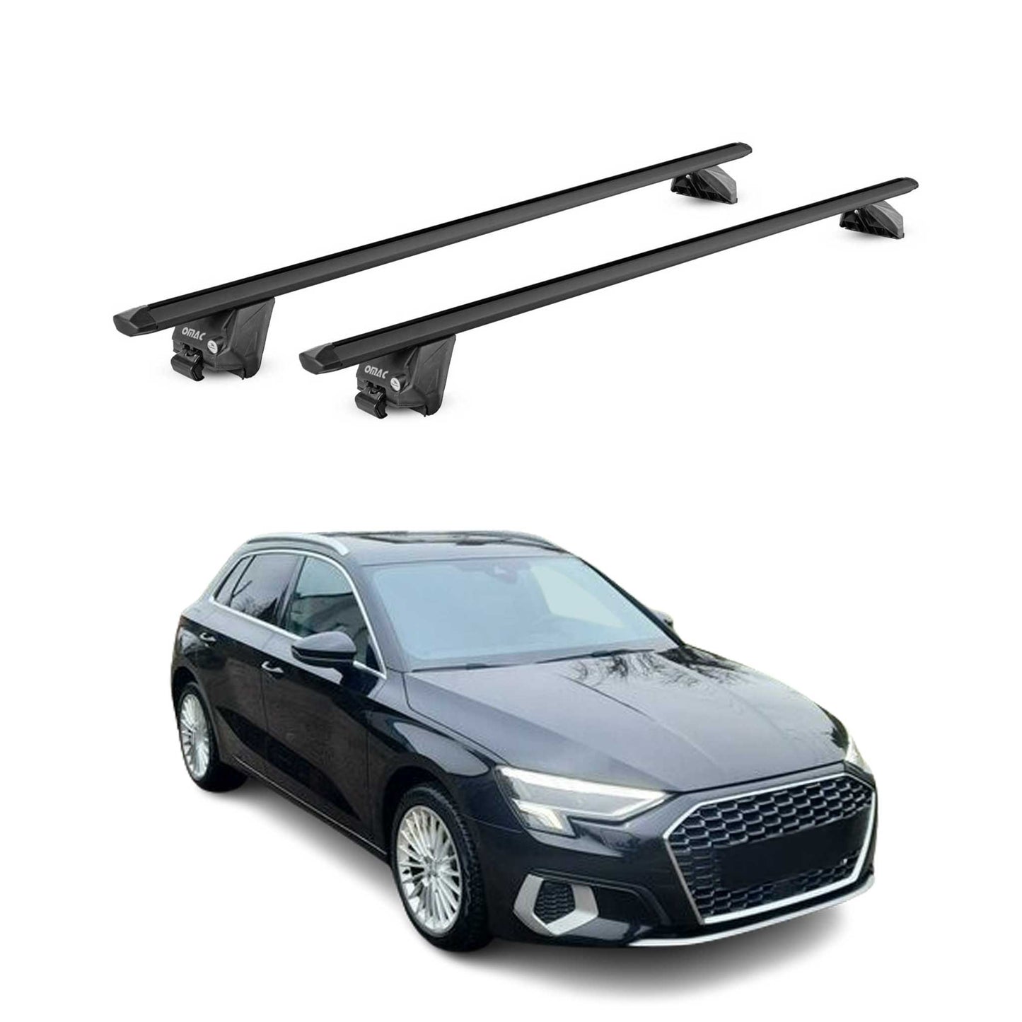 Bagażnik dachowy bazowy do Audi A3 Sportback 8Y 2020-2025 100kg aluminiowy czarny ABE