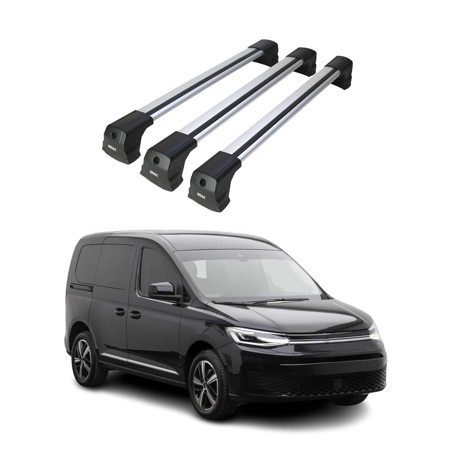 Dachträger Grundtäger für VW Caddy Maxi 2020-2025 75kg Aluminium Silber 3 tlg
