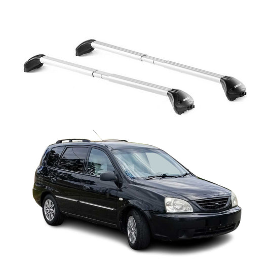 Dachträger Grundtäger für Kia Carens 2002-2006 100kg Aluminium Silber 2 tlg ABE
