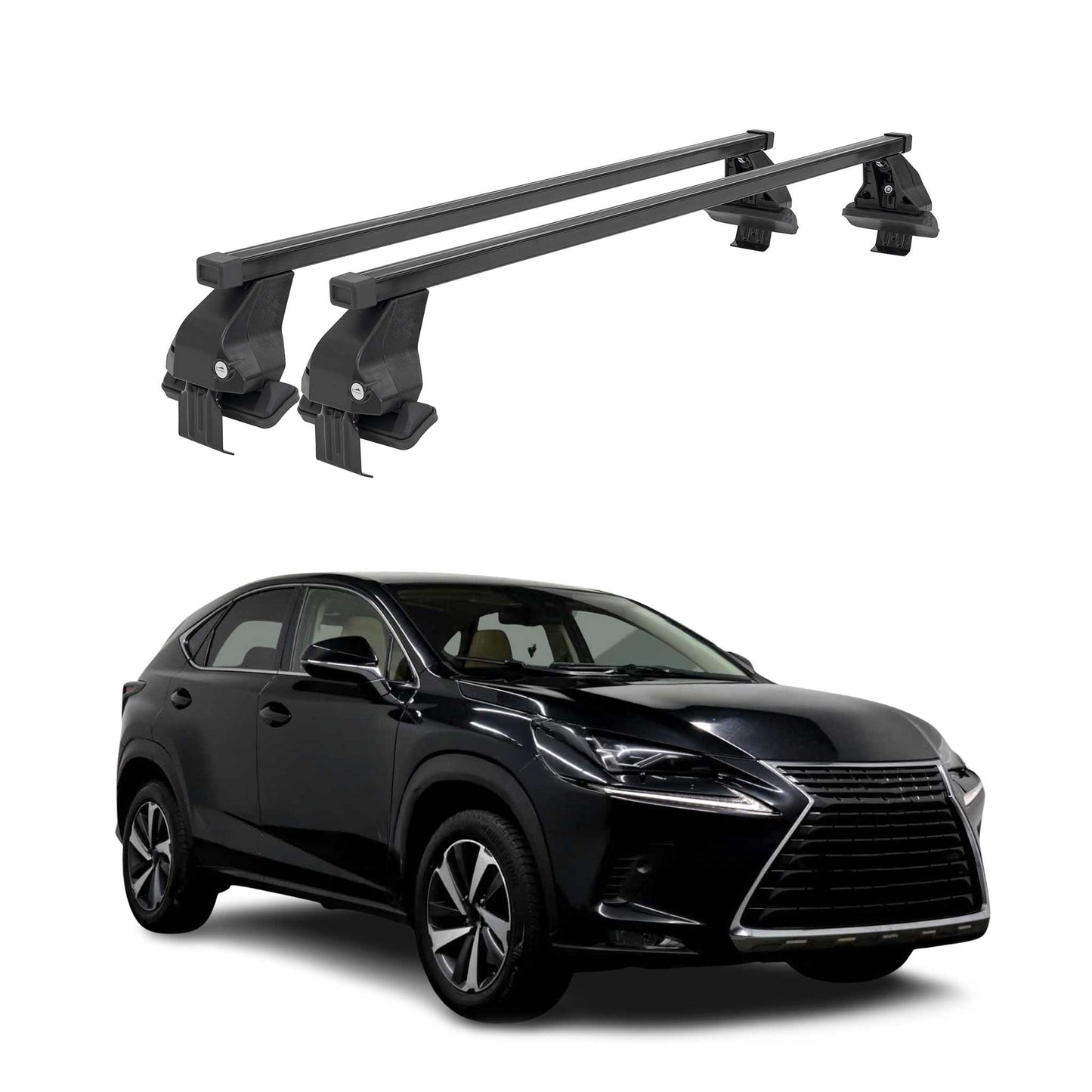 Menabo Dachträger Grundtäger für Lexus NX AZ10 2014-2021 50kg Stahl Schwarz 2x