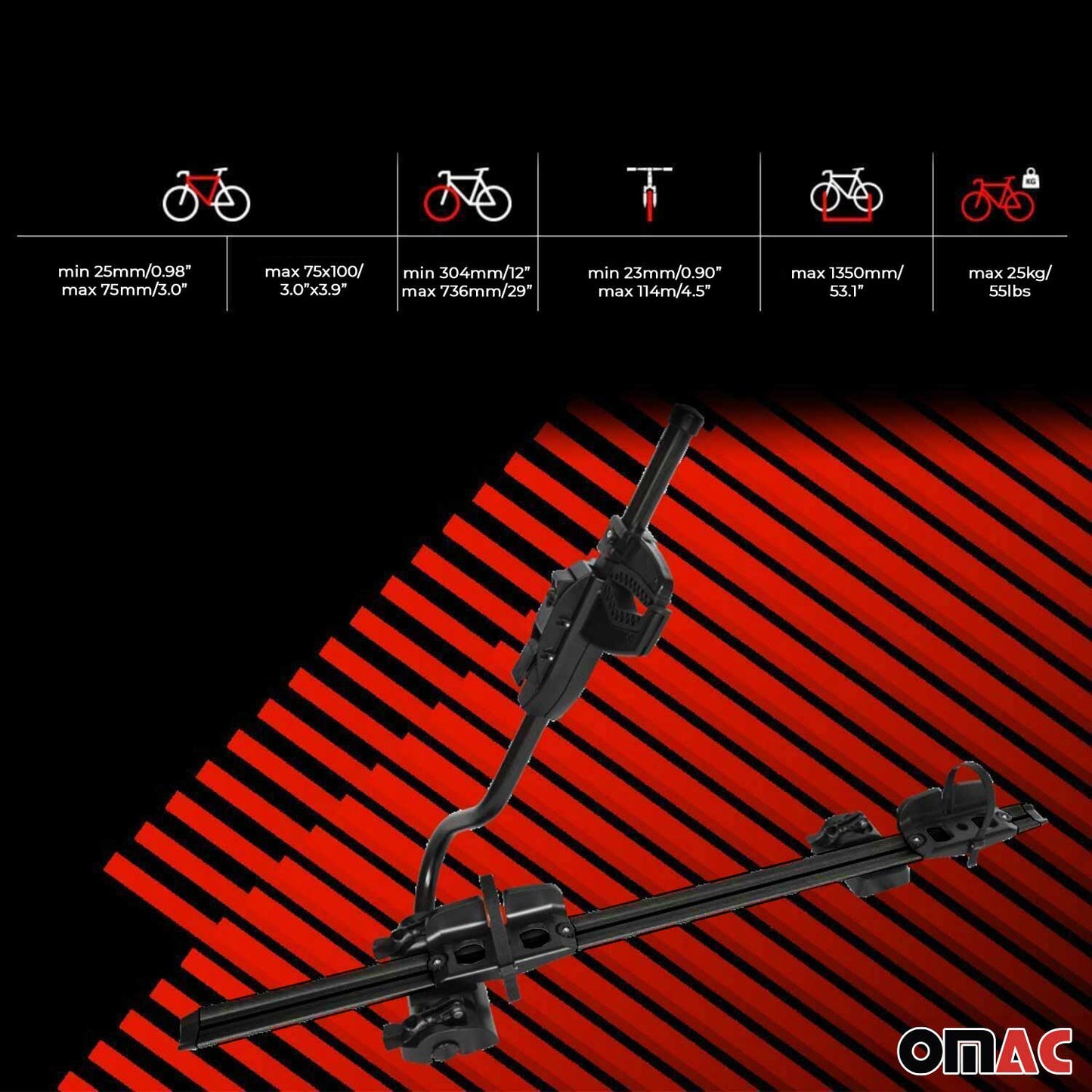Farad Fahrradträger Dachfahrradträger für Fahrräder bis 25kg Stahl EBike FatBike