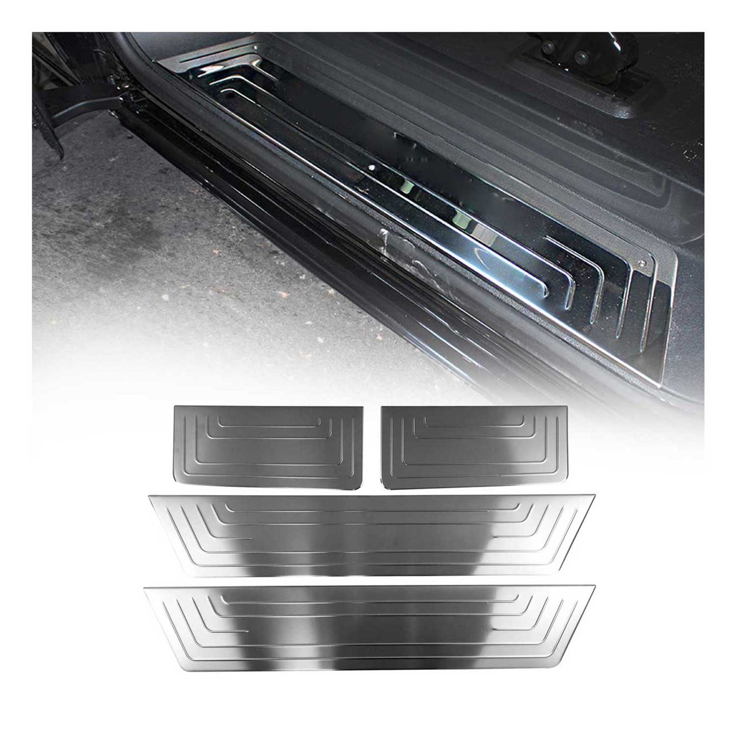 Ornamente prag ușă pentru VW Caravelle T5 2003-2015, oțel inoxidabil cromat, set 4 piese