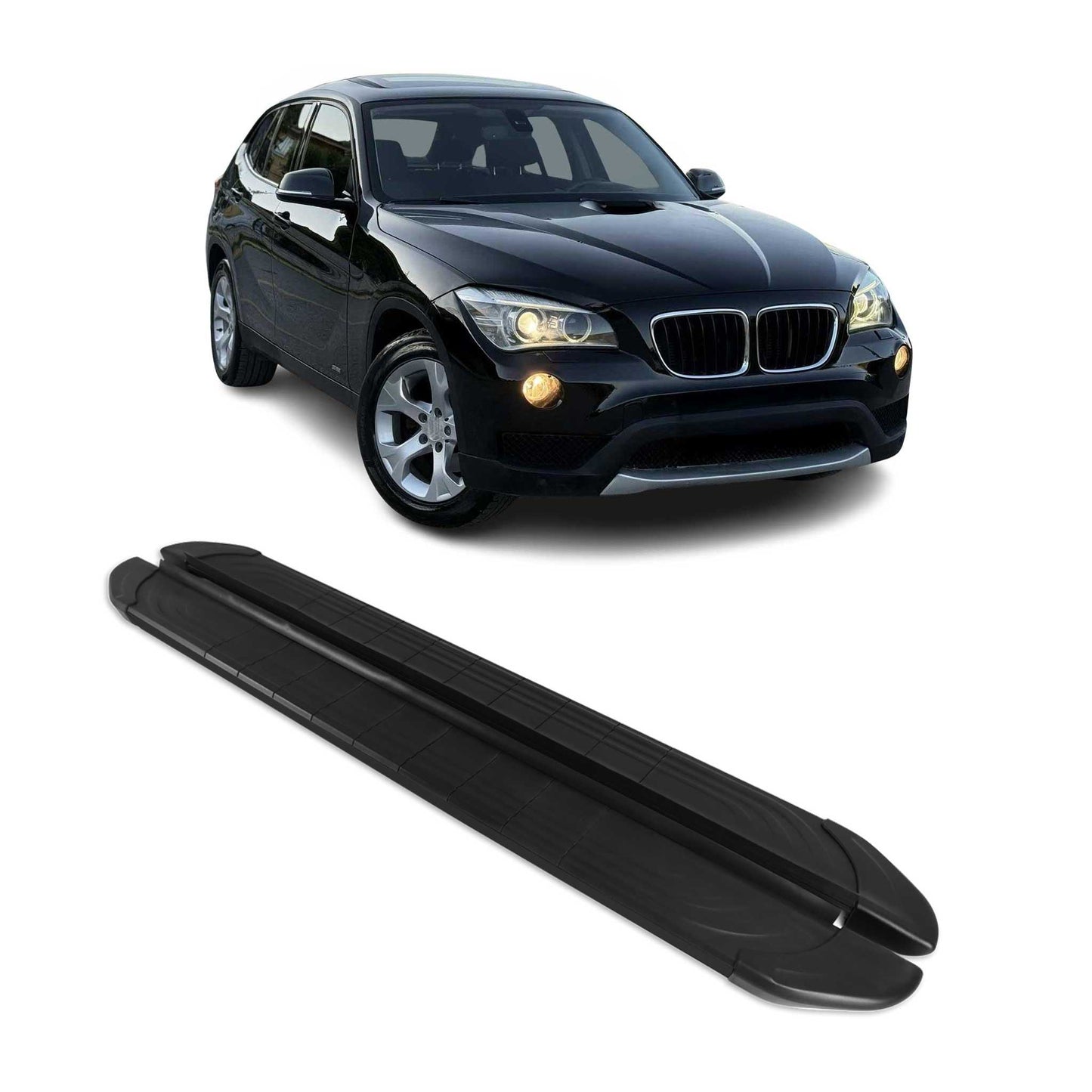 Seitenschweller Trittbretter für BMW X1 2009-2015 Schwarz Aluminium 2 tlg