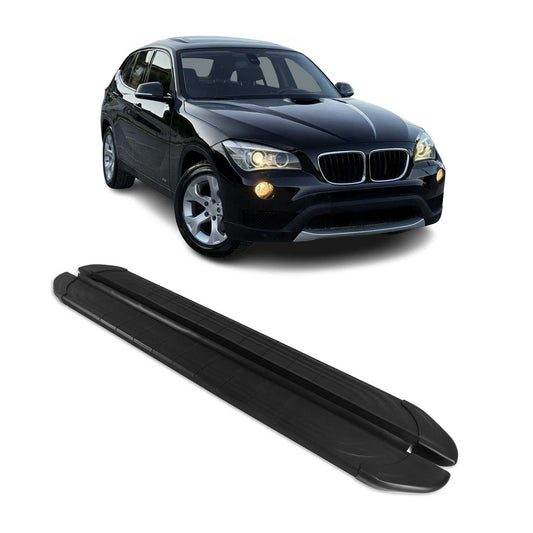 Praguri laterale/scarpe pentru BMW X1 2009-2015, aluminiu negru, 2 bucăți