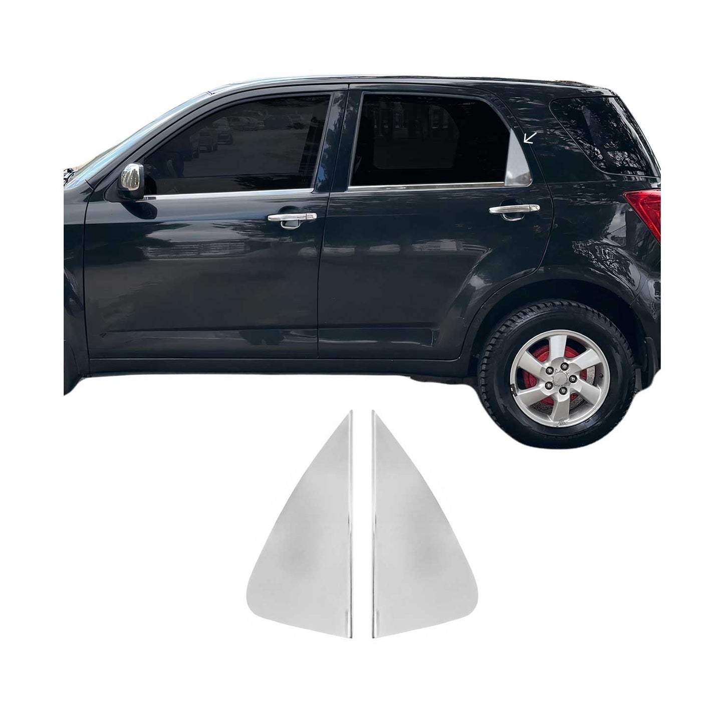 Ornamente triunghiulare geam pentru Daihatsu Terios 2006-2017 oțel inoxidabil cromat 2x