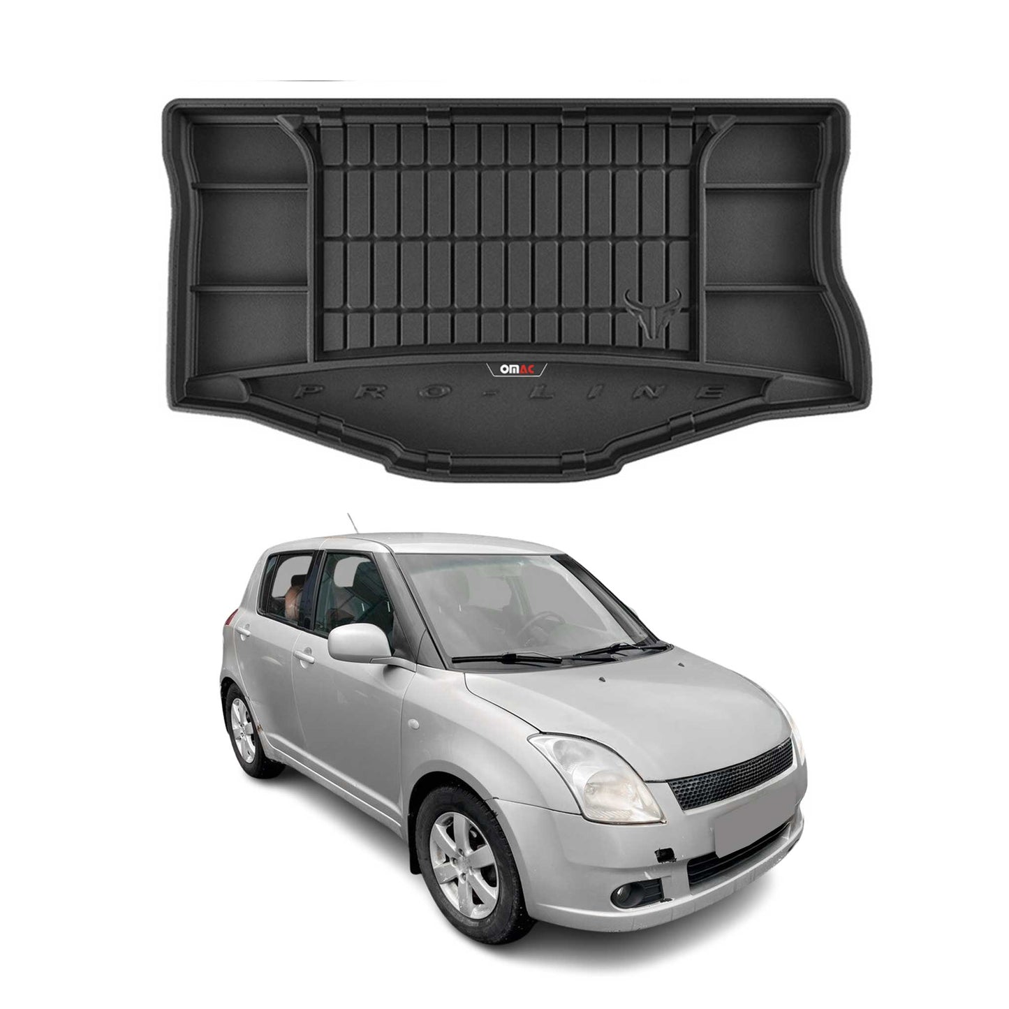 OMAC Gummi Kofferraumwanne für Suzuki Swift 2005-2010 TPE Laderaumwanne Schwarz