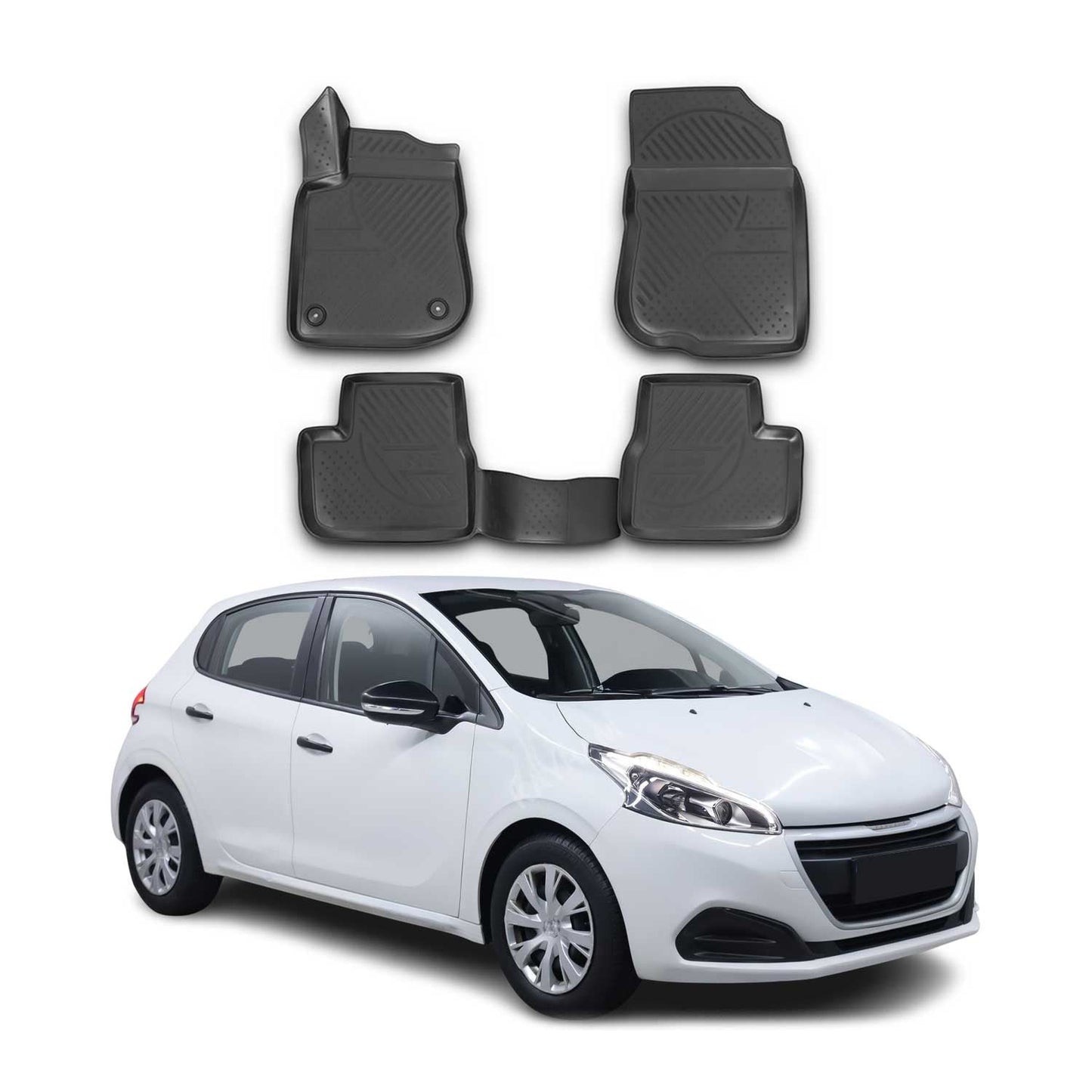 2012-2019 Peugeot 208 Fußmatten TPE Schwarz 4 tlg