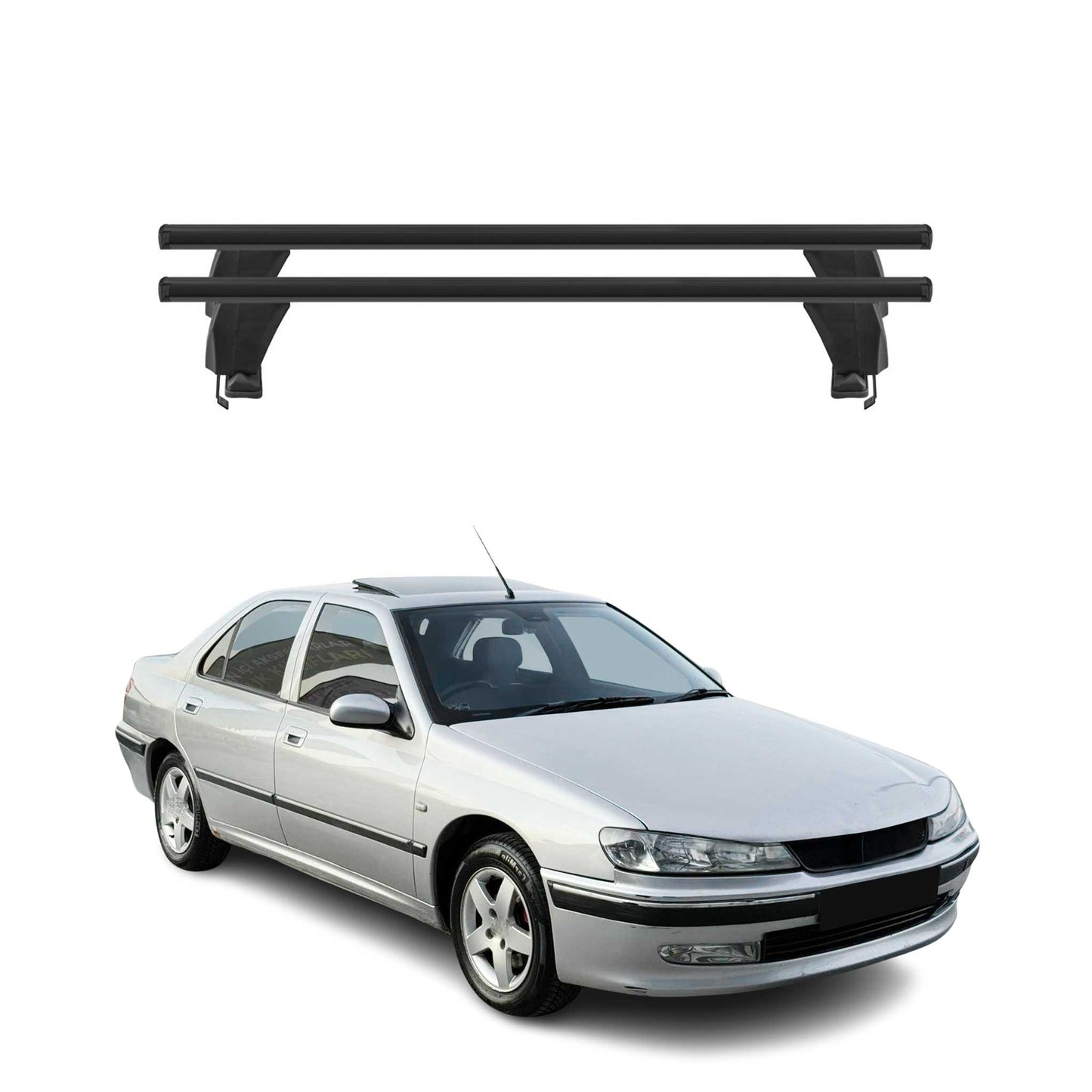 Menabo Dachträger Grundtäger für Peugeot 406 1995-2004 50kg Alu Schwarz 2 tlg