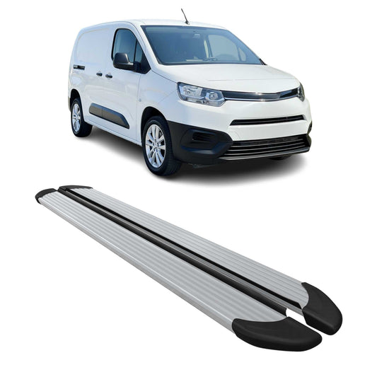 Trittbretter Seitenschweller für Toyota Proace City 2019-25 Van L2 Alu Silber 2x
