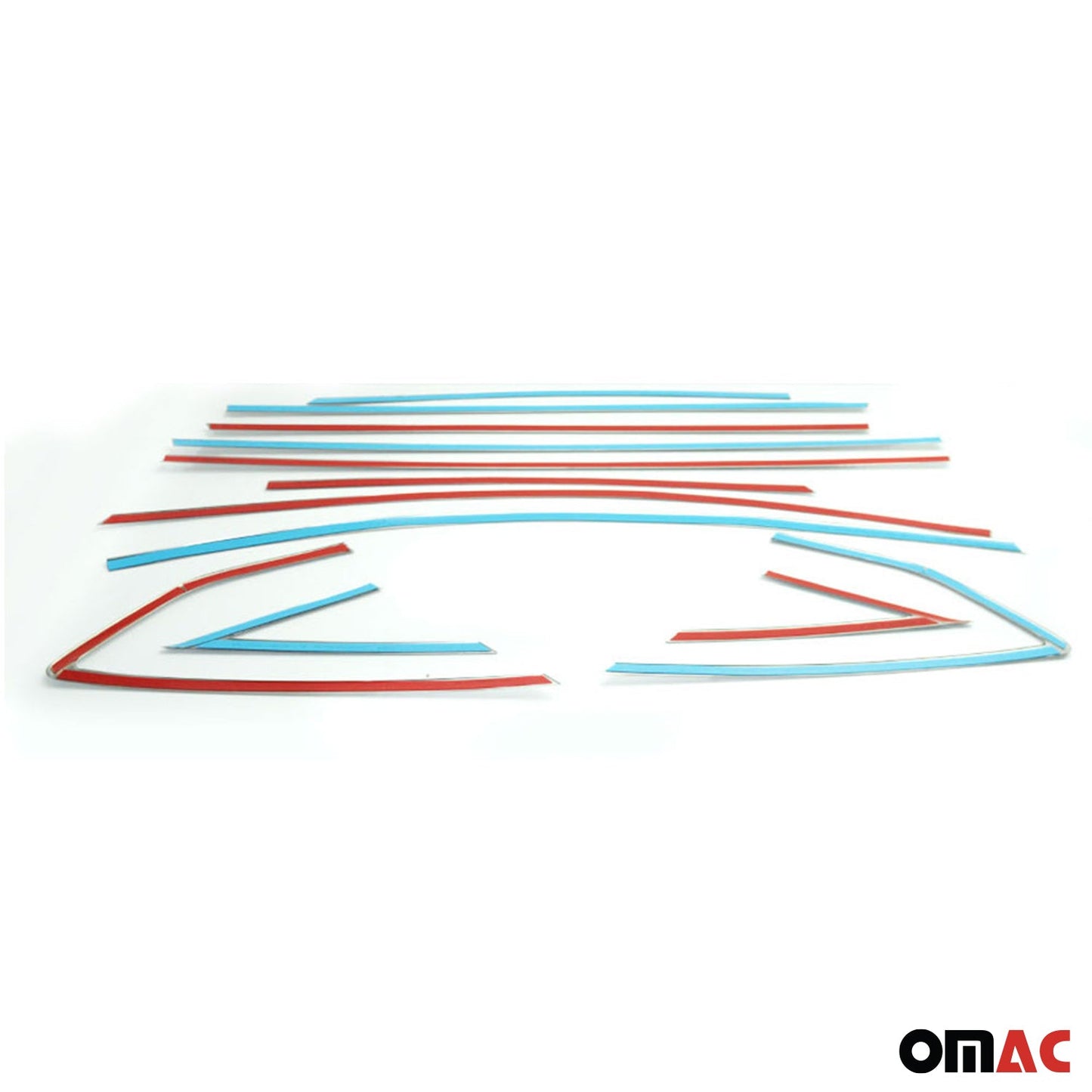 Benzi decorative pentru geamuri Ford Focus hatchback 2011-2015, oțel inoxidabil, 12 bucăți